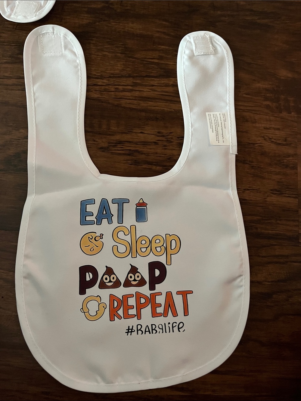 Baby Bib - Eat Sleep Poop Repeat - White